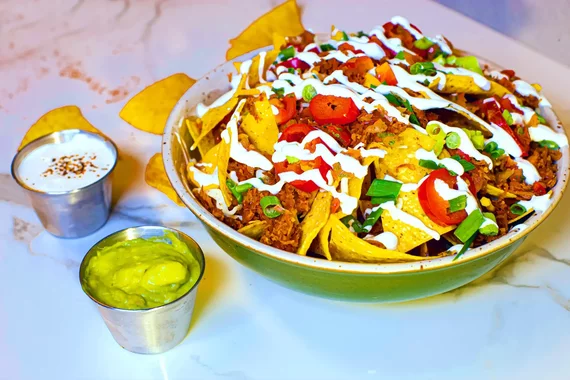 nachos med pulled beef